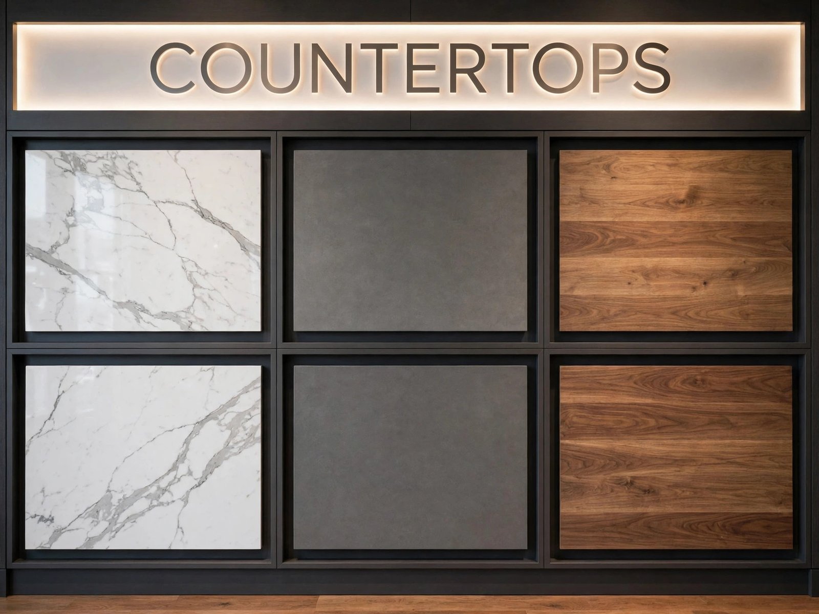 Countertop slabs on display